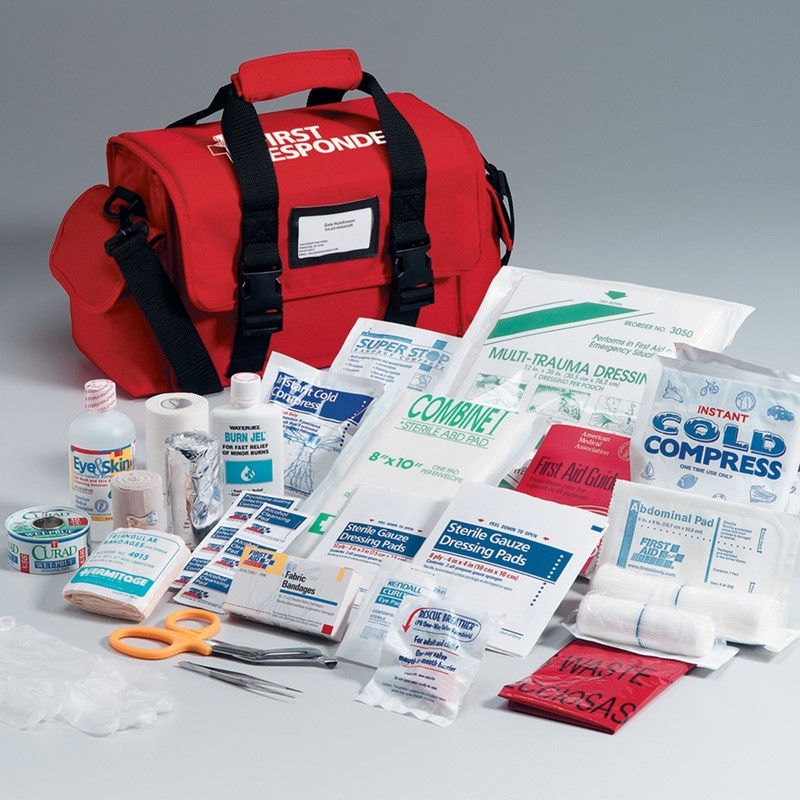 Image of a first aid kit and contents
